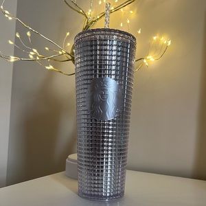 Starbucks Platinum Disco Grid Bling Tumbler